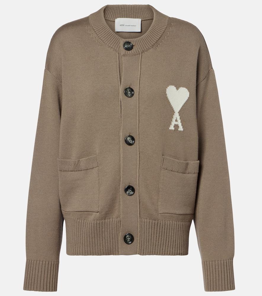 ami paris ami de caur wool and cotton cardigan