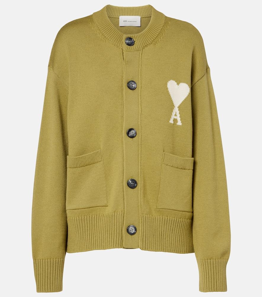 ami paris ami de caur wool and cotton cardigan