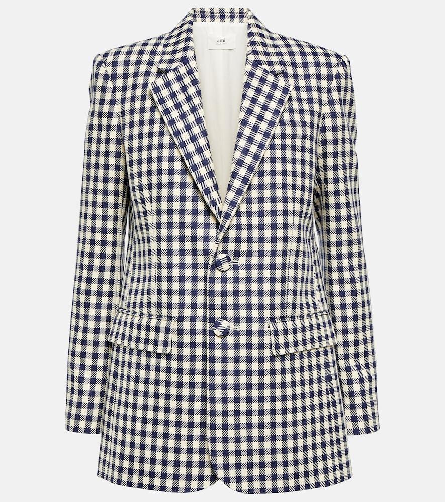 ami paris checked wool and cotton blazer