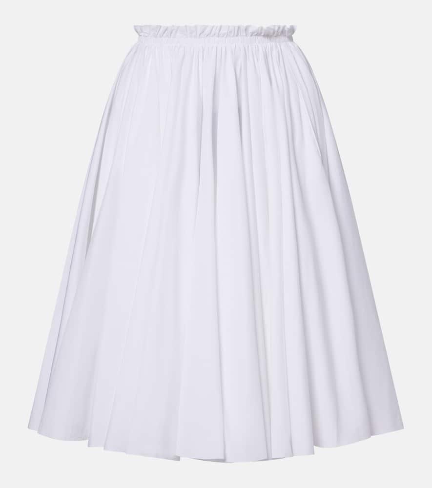 ami paris corolla gathered cotton midi skirt