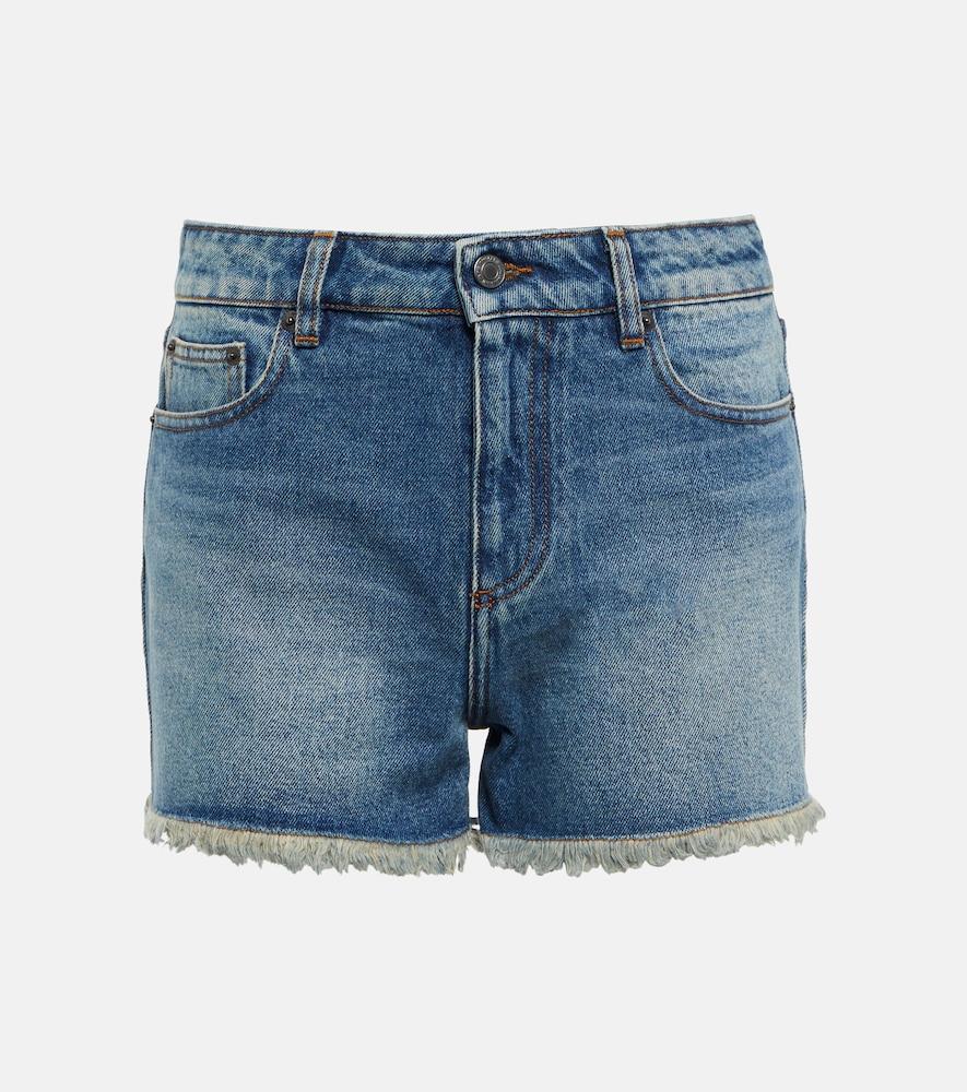 ami paris denim cotton shorts