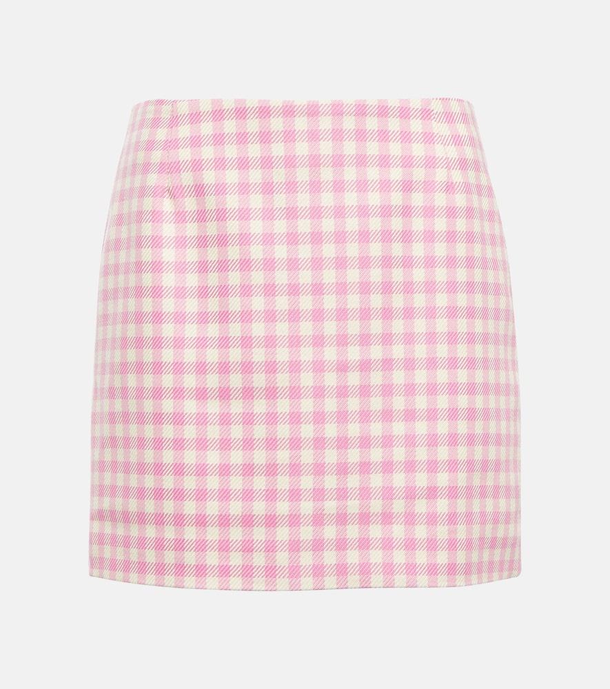 ami paris gingham cotton and wool miniskirt