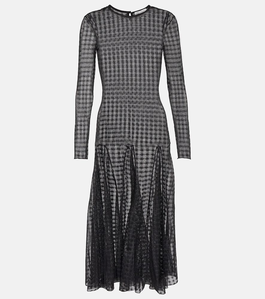ami paris gingham lace midi dress