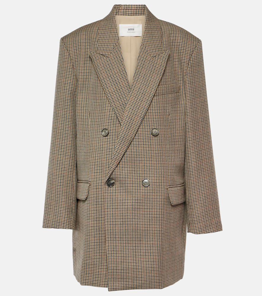 ami paris houndstooth wool blazer