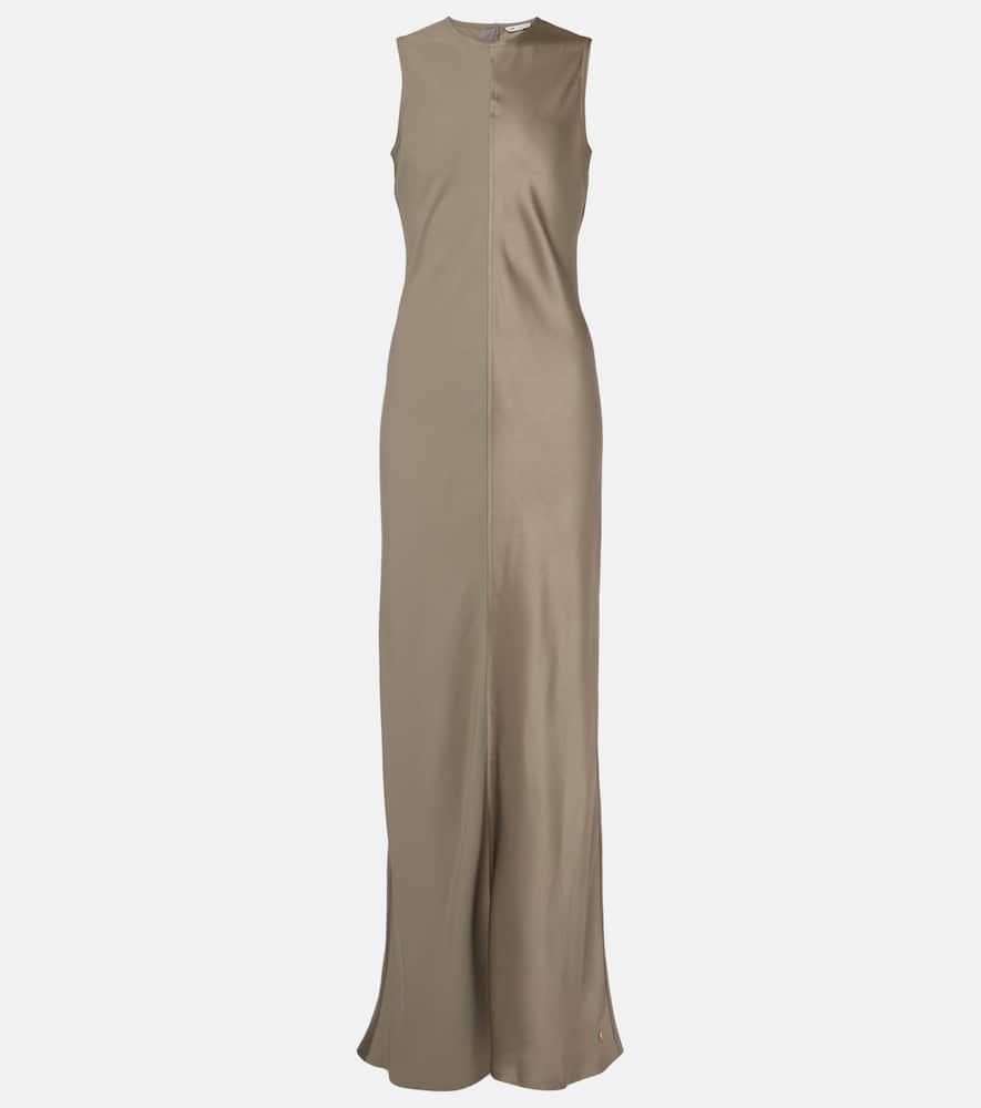 ami paris paneled satin maxi dress