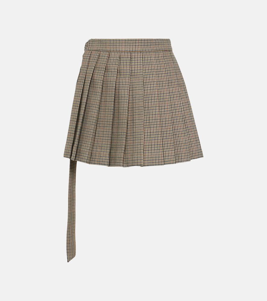 ami paris pleated houndstooth virgin wool miniskirt