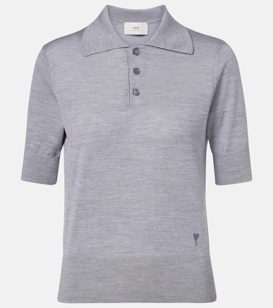 ami paris wool and silk polo shirt
