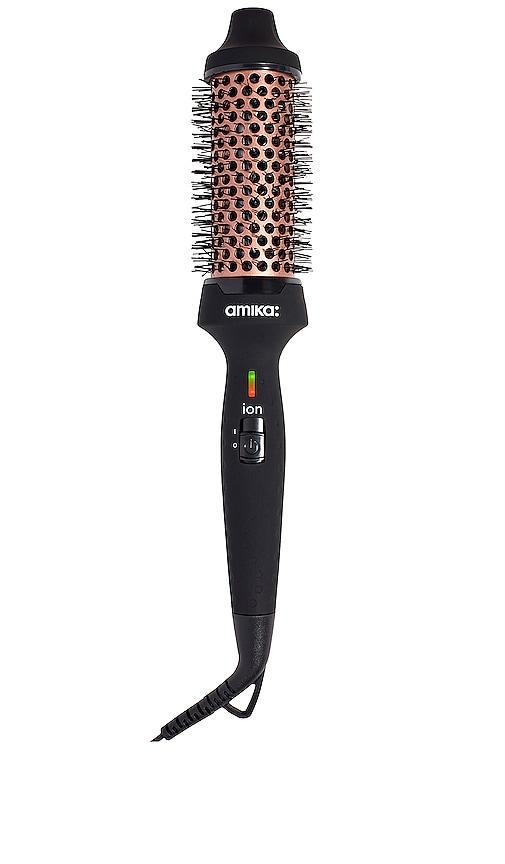 amika blowout babe thermal brush in black & rose gold.