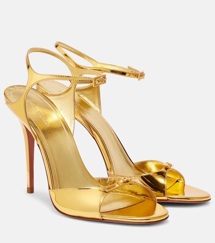 amina muaddi adut 105 metallic leather sandals