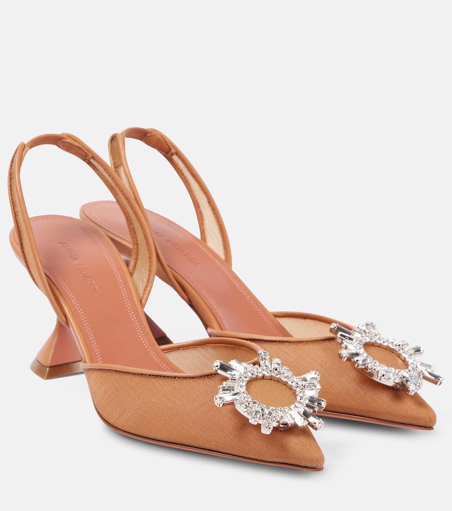 amina muaddi begum 70 embellished mesh slingback pumps