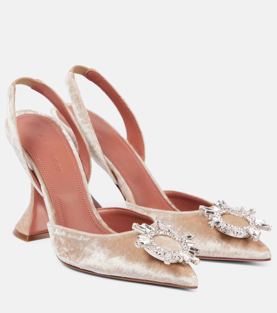 amina muaddi begum 95 embellished velvet slingback pumps