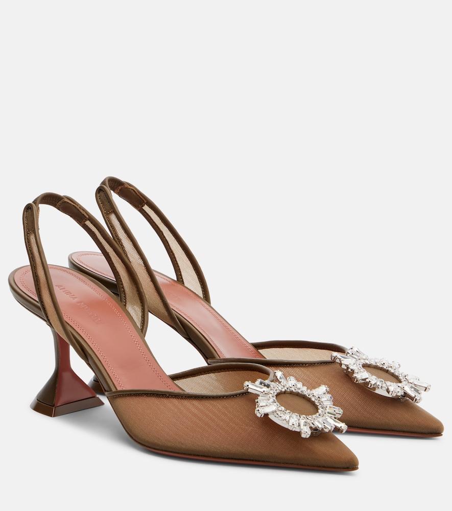 amina muaddi begum embellished mesh slingback pumps