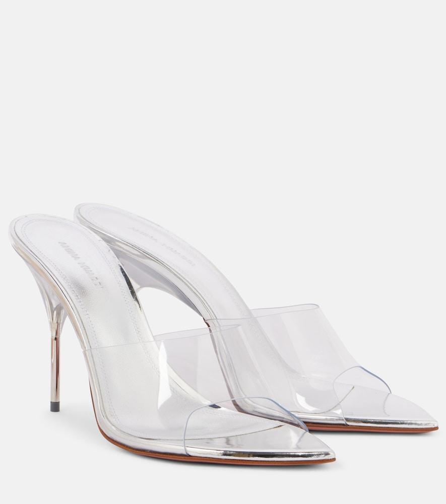 amina muaddi bianca glass 95 pvc mules