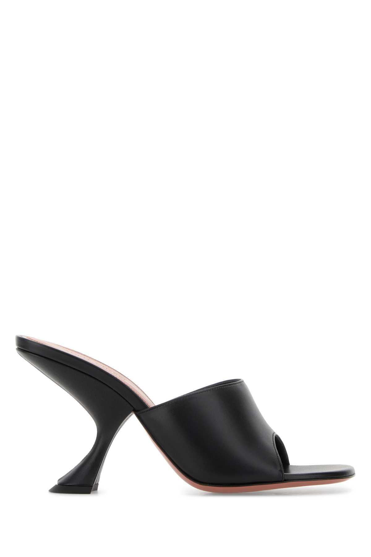 amina muaddi black leather taylor mules