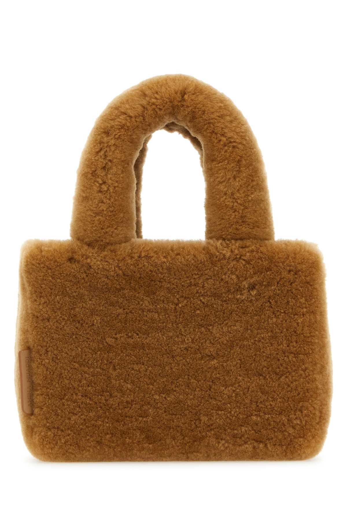 amina muaddi camel shearling amini giuly handbag