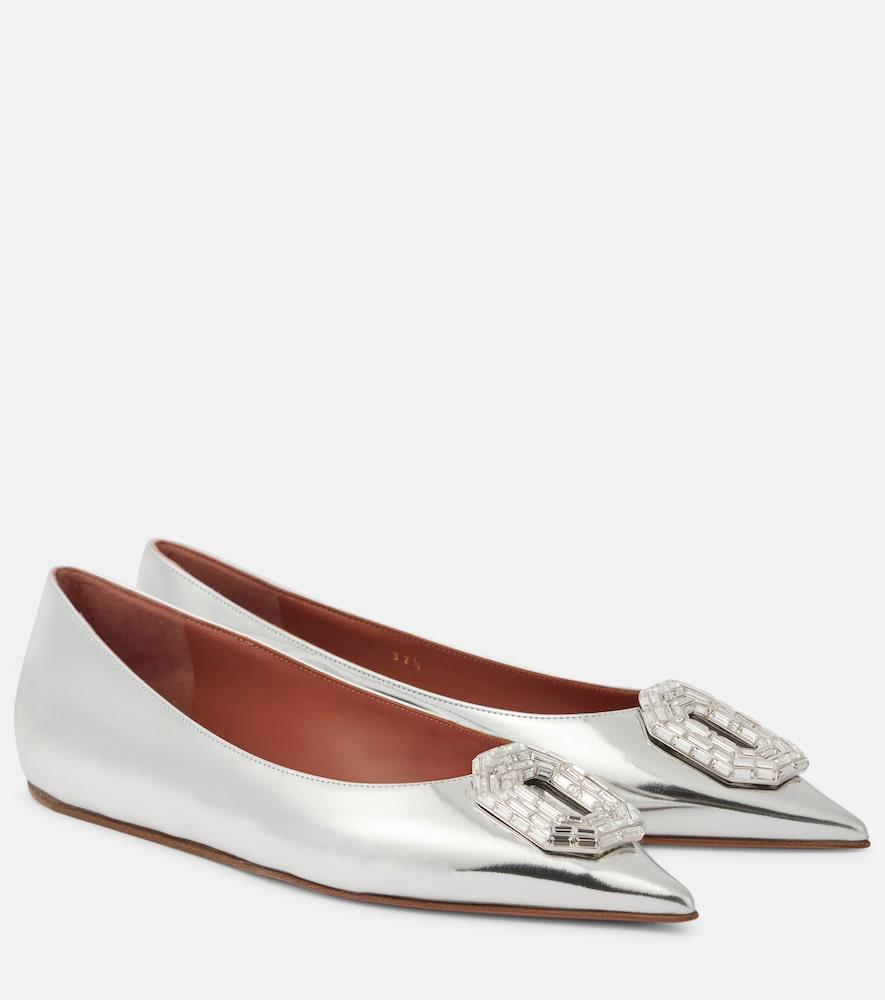 amina muaddi camelia embellished leather ballet flats