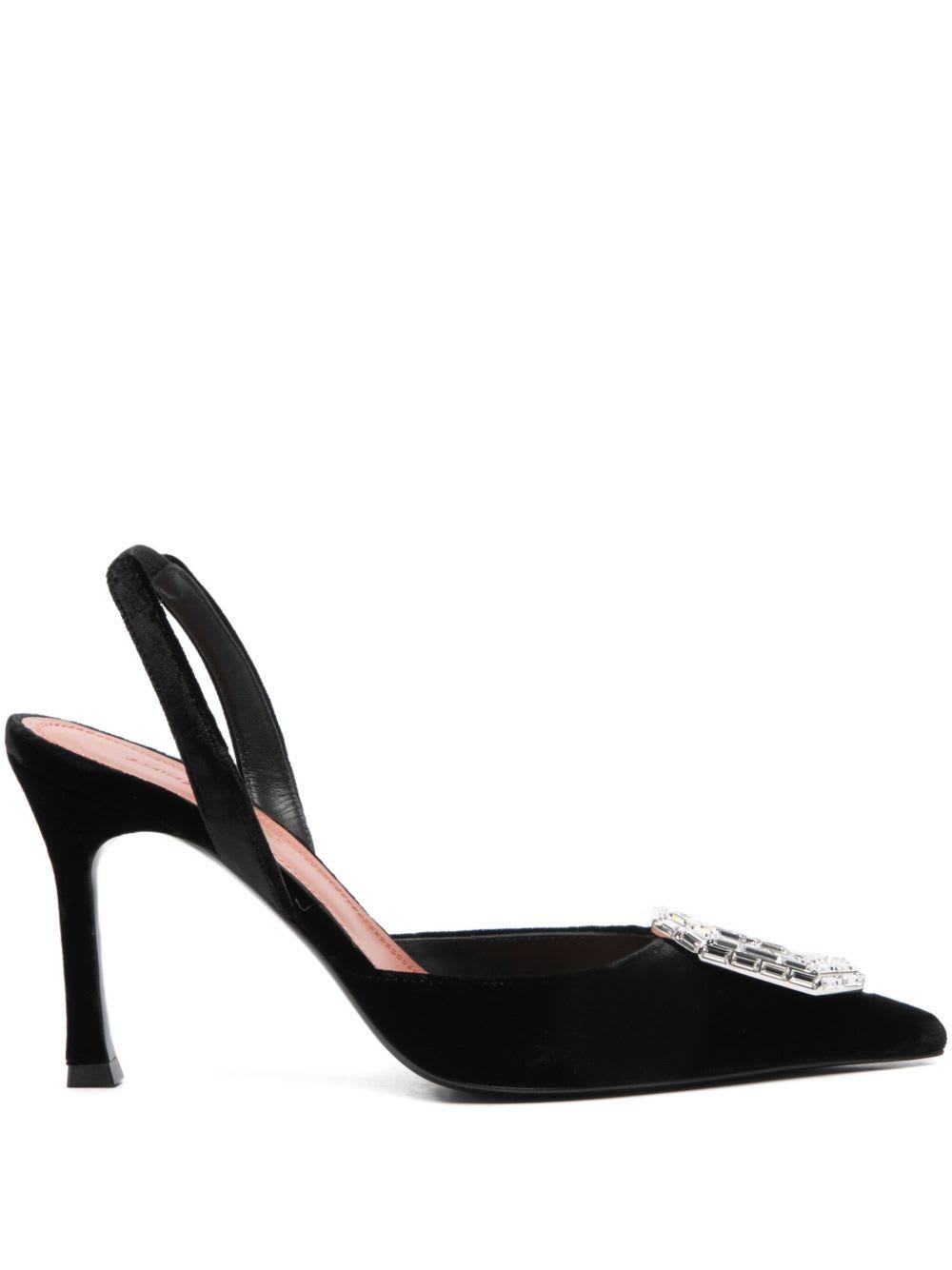 amina muaddi camelia velvet slingback pumps
