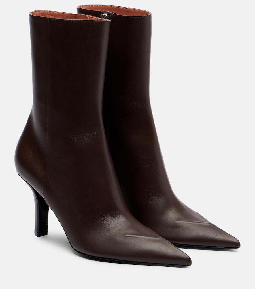 amina muaddi christine 80 leather ankle boots