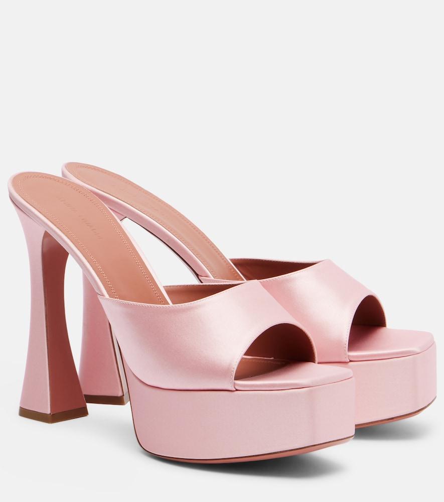 amina muaddi dalida satin platform mules