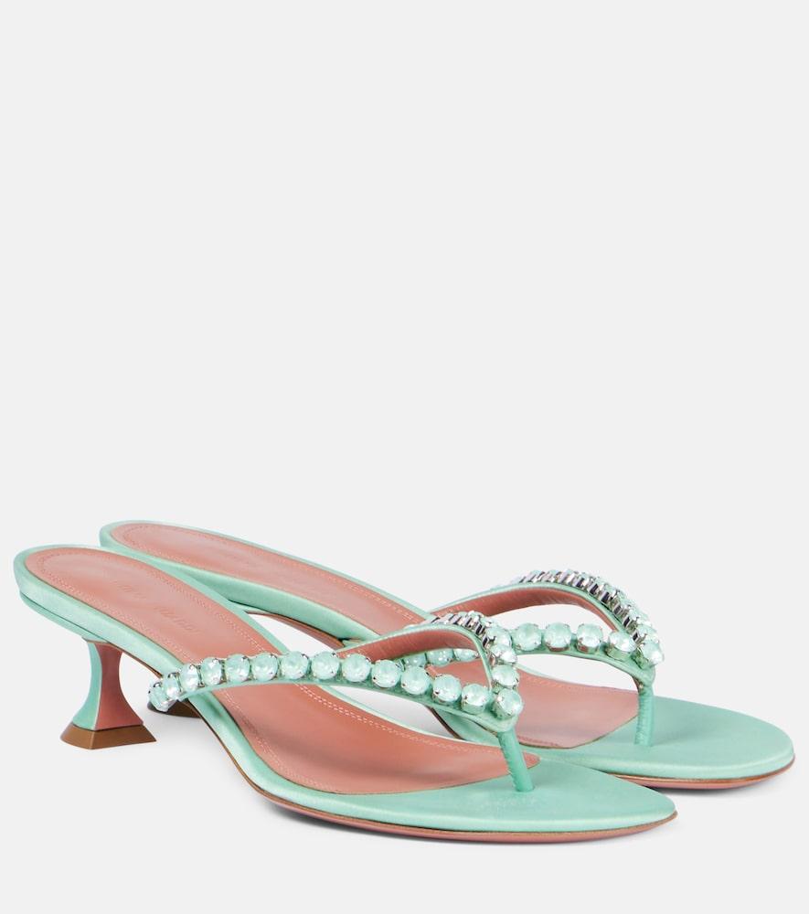 amina muaddi gigi 45 embellished satin thong sandals