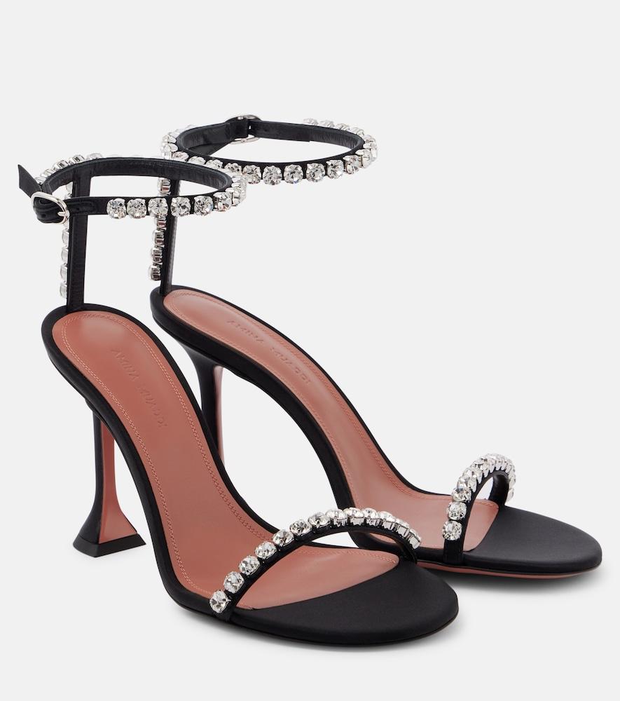 amina muaddi gigi 95 embellished satin sandals
