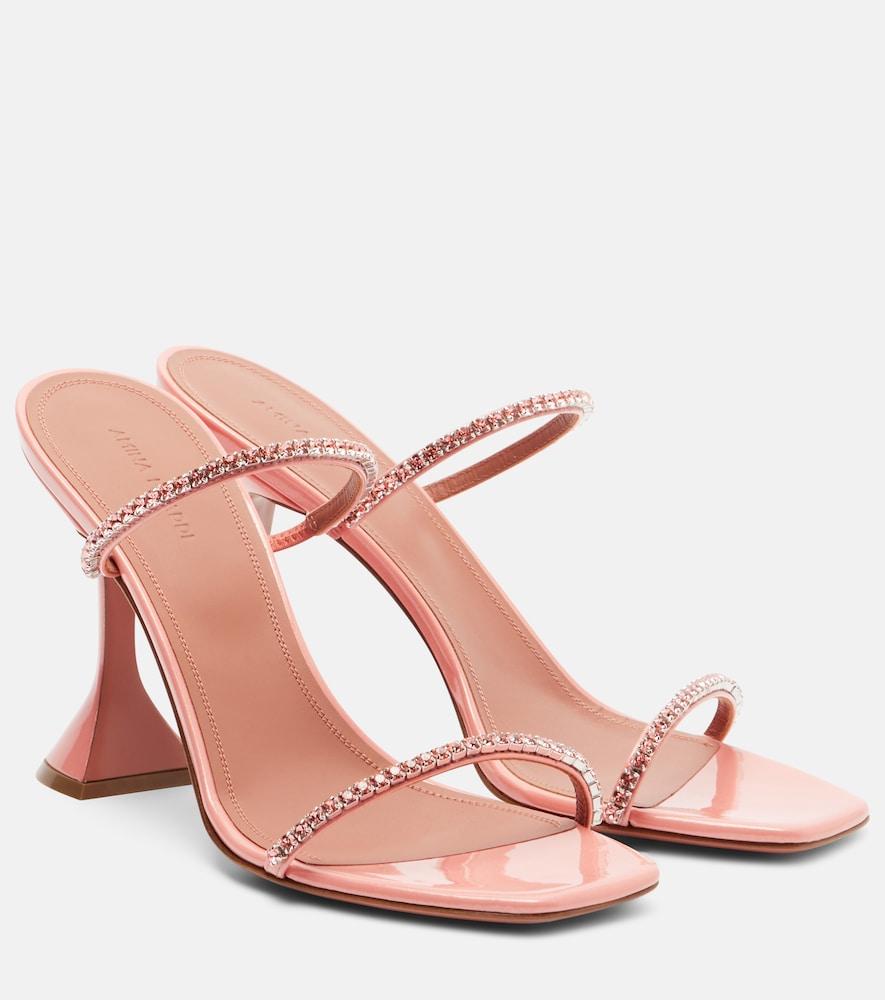 amina muaddi gilda embellished patent leather sandals