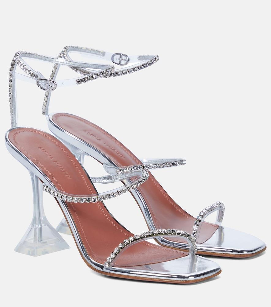 amina muaddi gilda embellished pvc sandals