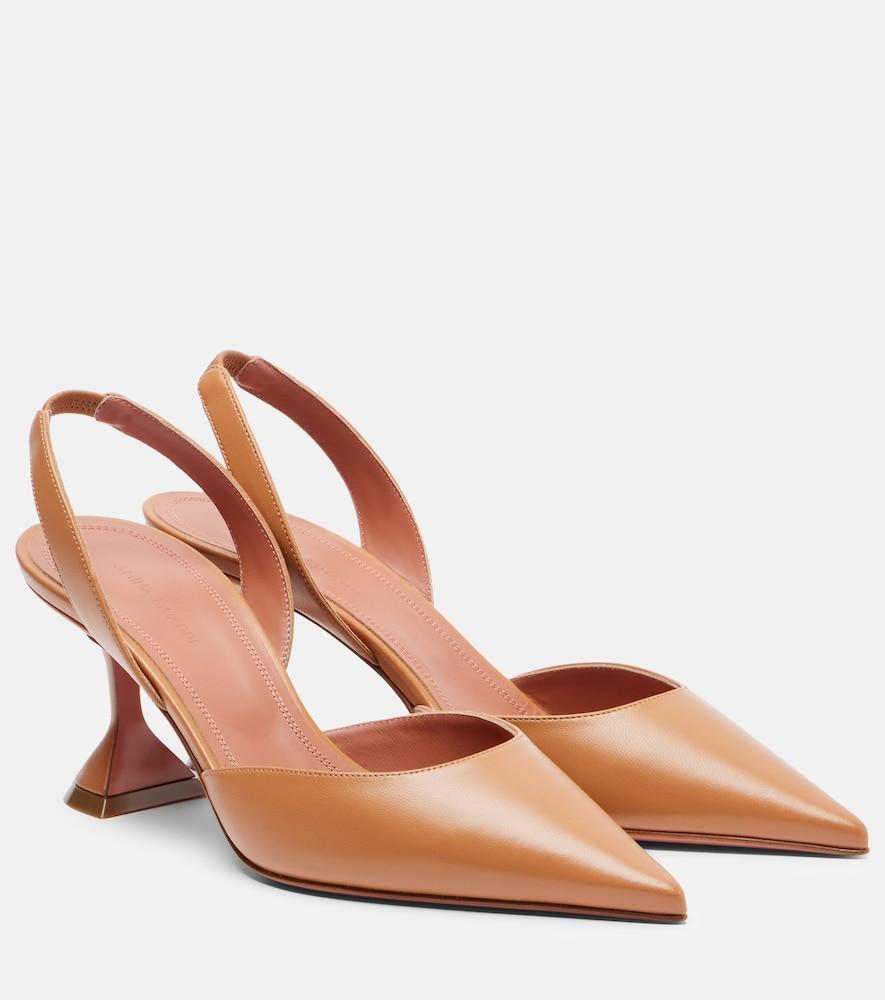 amina muaddi holli 70 leather slingback pumps