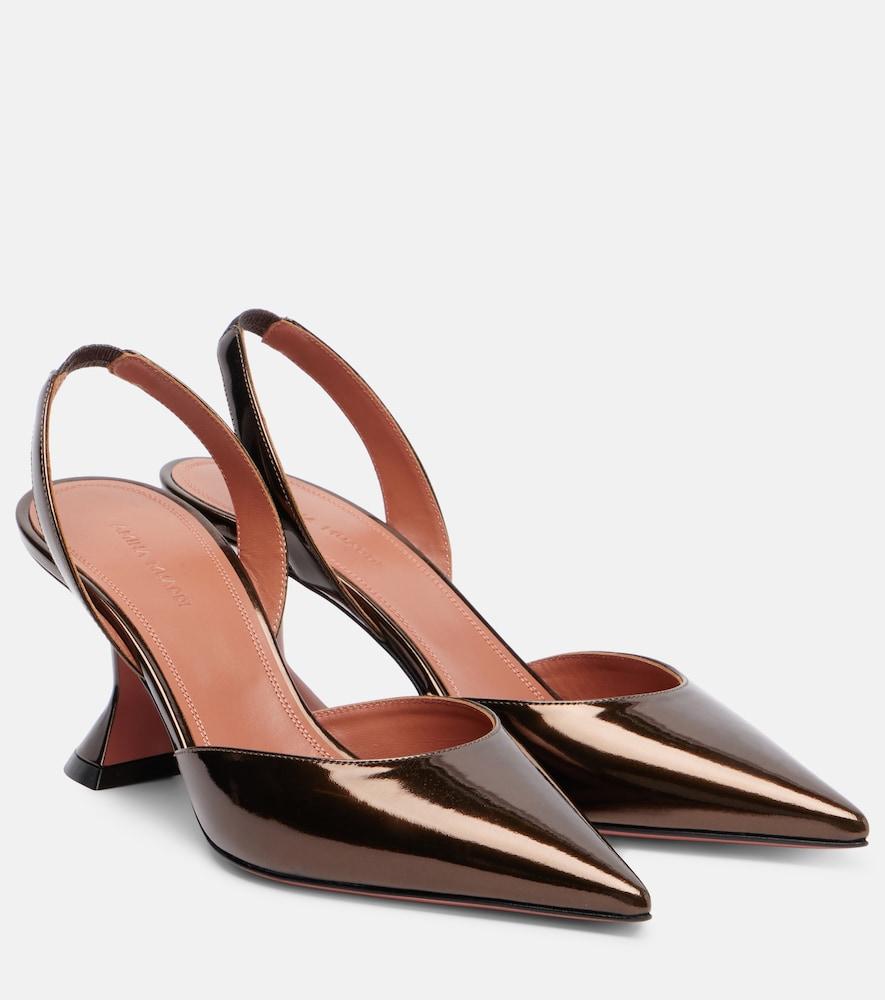 amina muaddi holli 70 mirrored leather slingback pumps