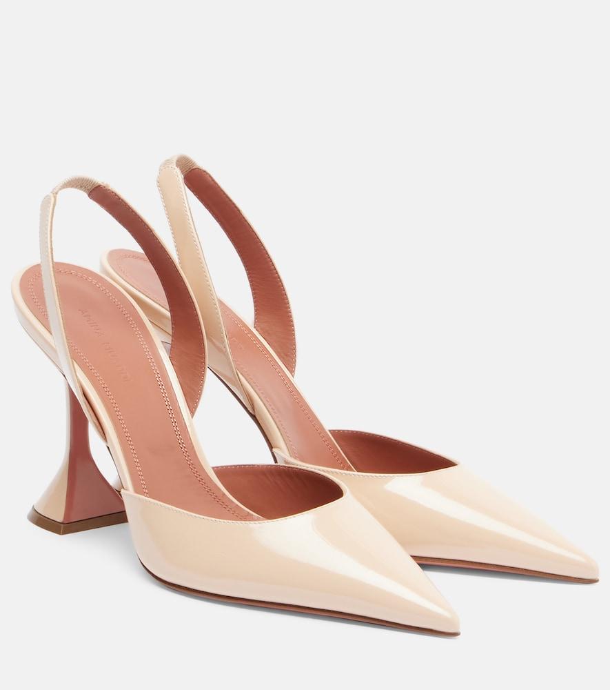 amina muaddi holli 95 patent leather slingback pumps