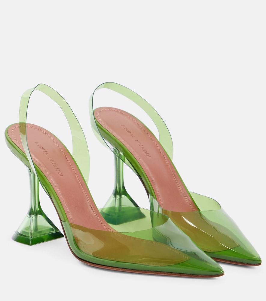 amina muaddi holli glass pvc slingback pumps