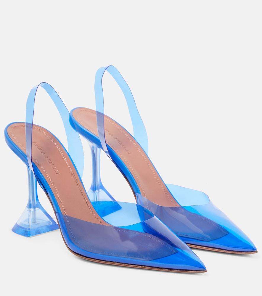 amina muaddi holli glass pvc slingback pumps