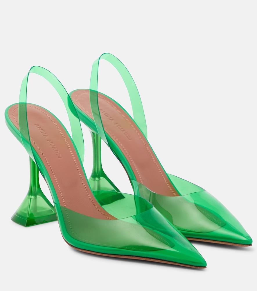 amina muaddi holli glass pvc slingback pumps