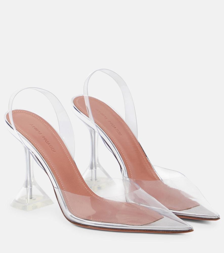 amina muaddi holli glass pvc slingback pumps