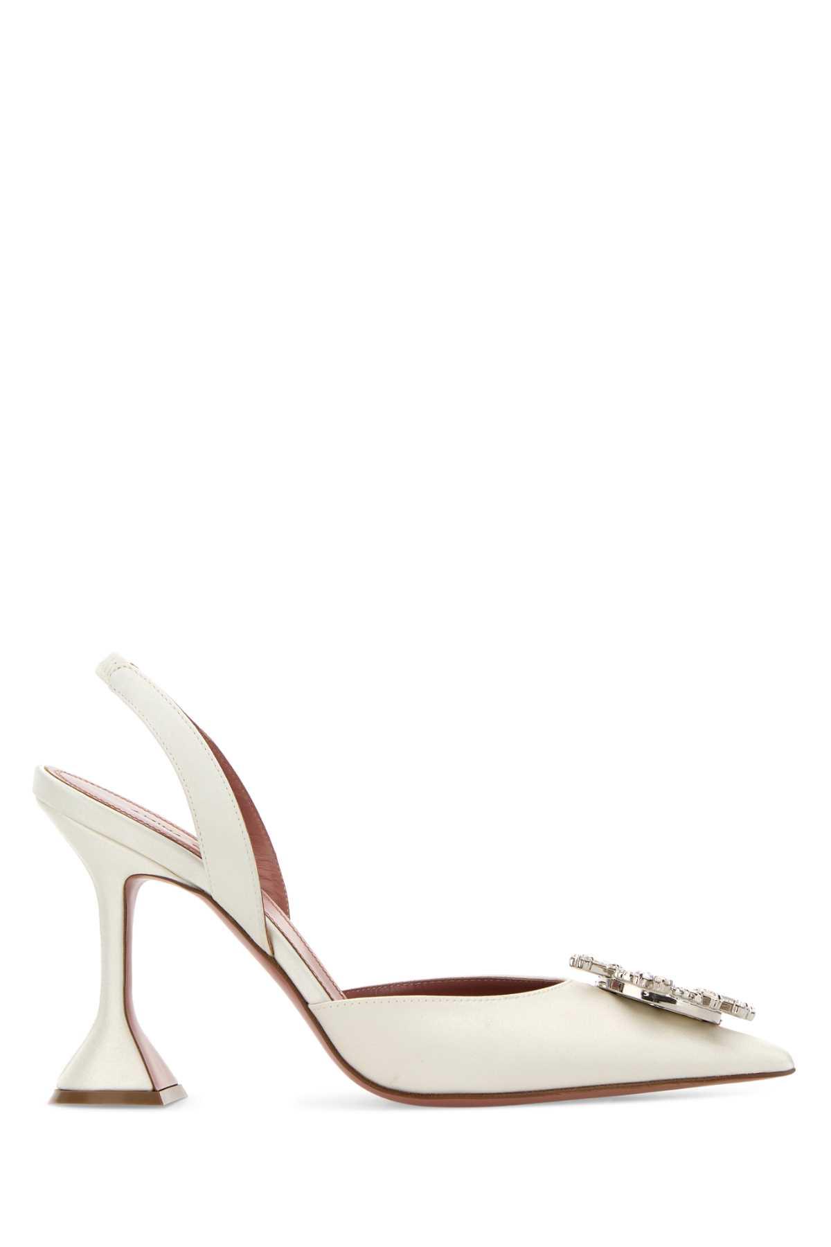 amina muaddi ivory satin begum pumps