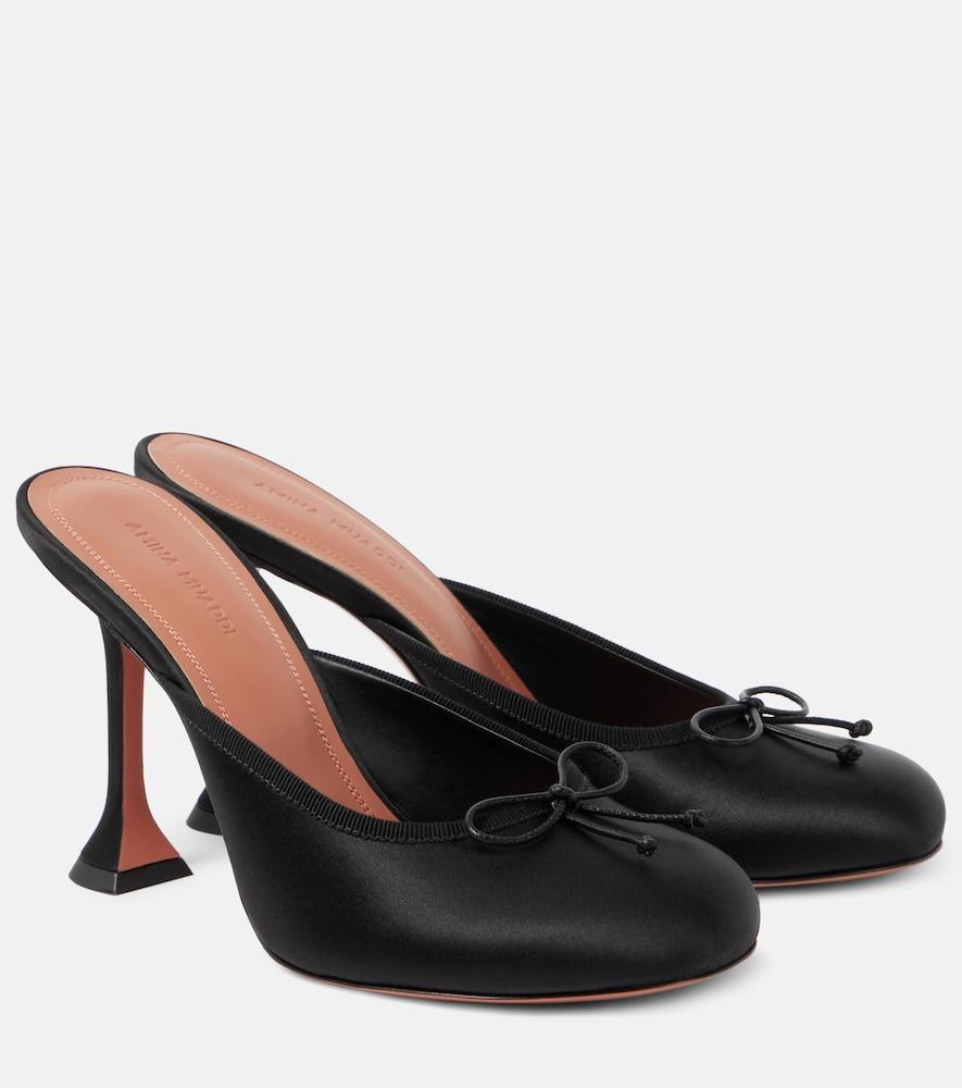 amina muaddi lila 95 satin mules