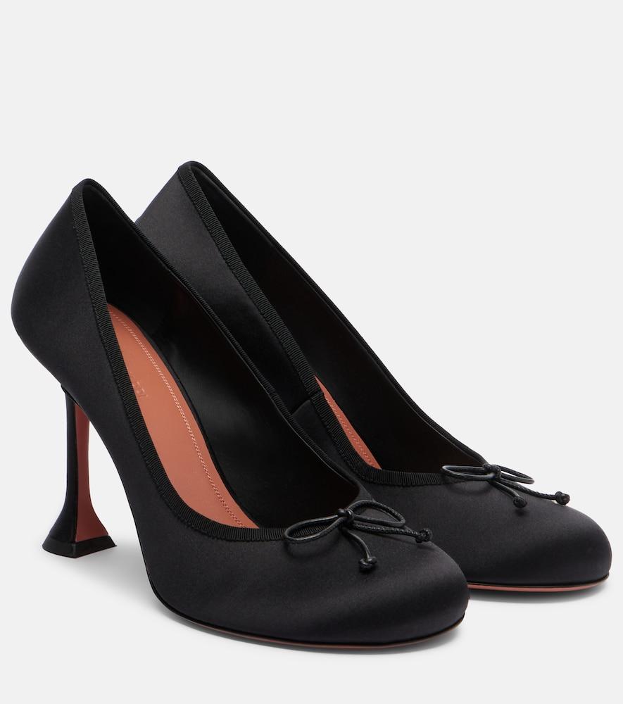 amina muaddi lila 95 satin pumps