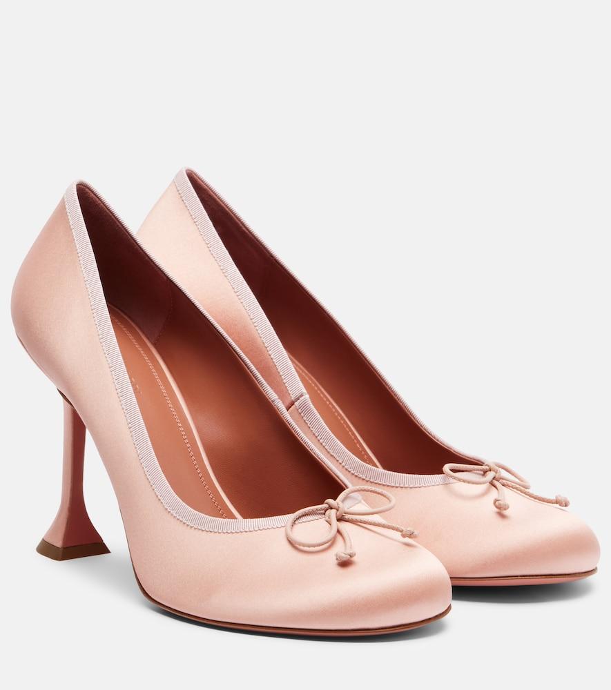 amina muaddi lila 95 satin pumps