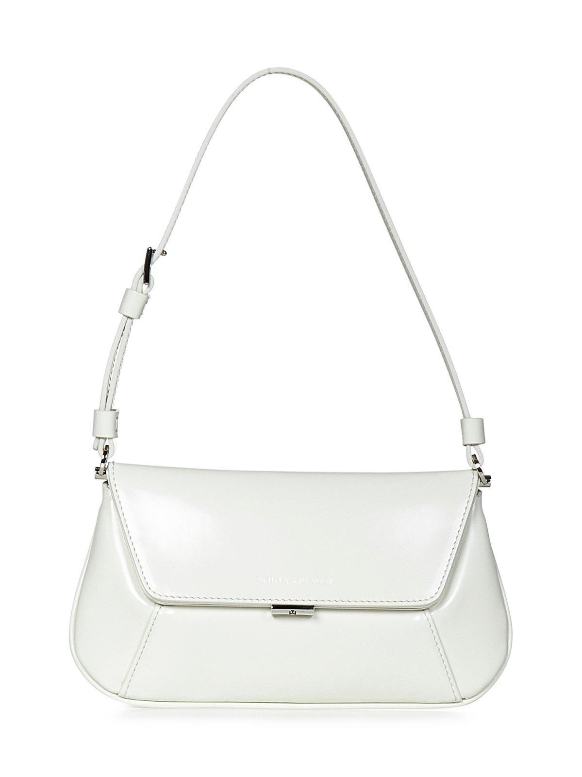 amina muaddi logo-debossed shoulder bag