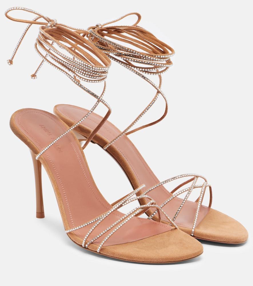 amina muaddi lori 95 embellished suede sandals