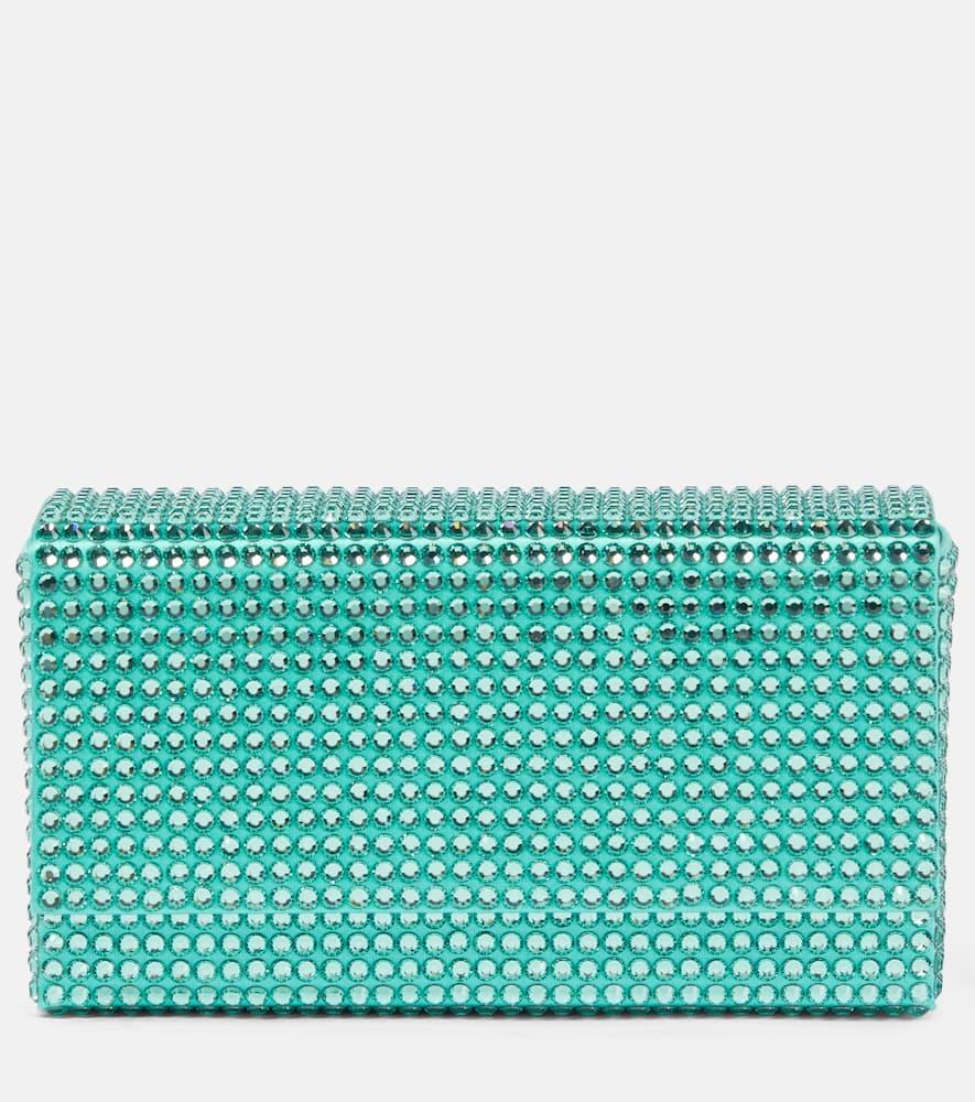amina muaddi paloma micro embellished satin clutch