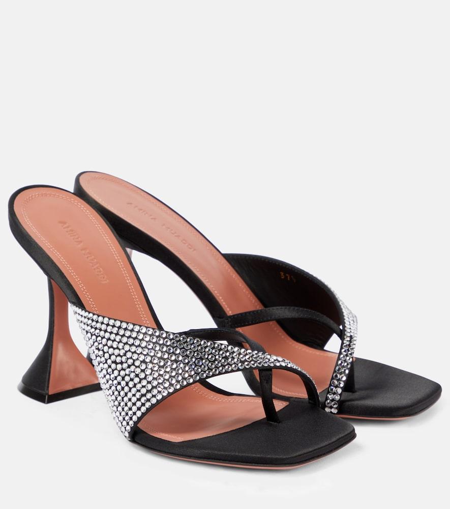 amina muaddi shiona embellished satin mules