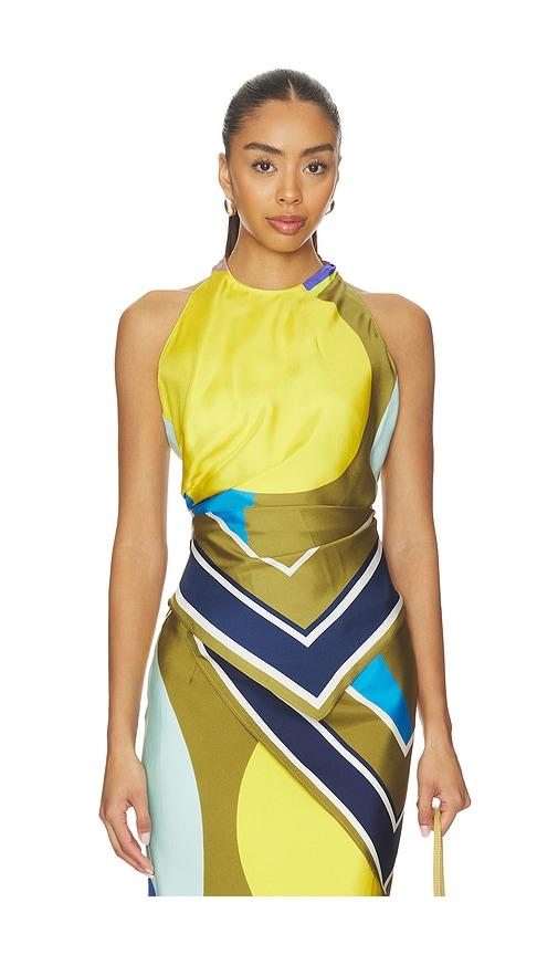 amir taghi adrienne top in olive,blue.