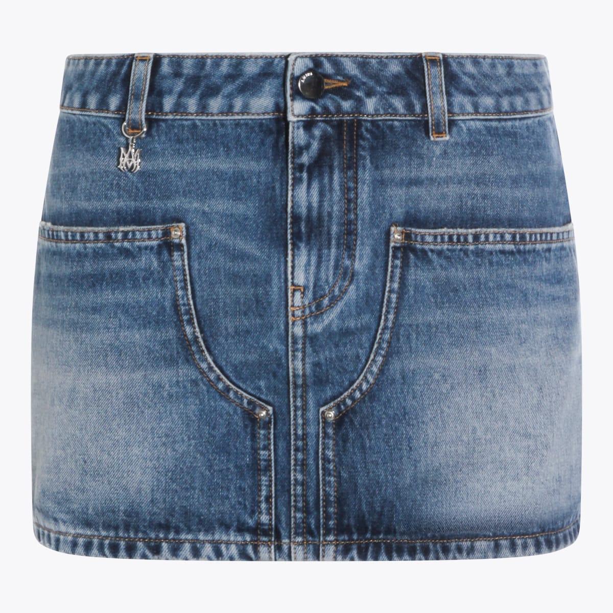 amiri blue cotton denim skirt