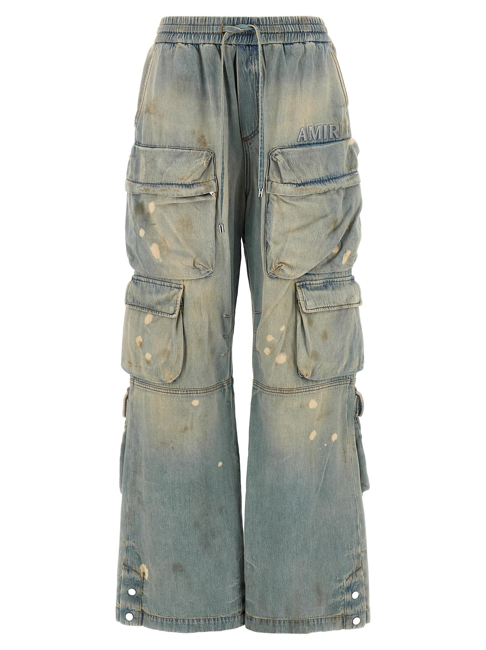 amiri cargo jeans light blue cotton - women