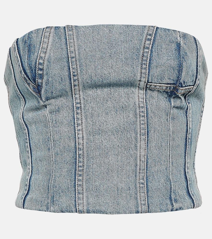 amiri ma paneled denim bustier top