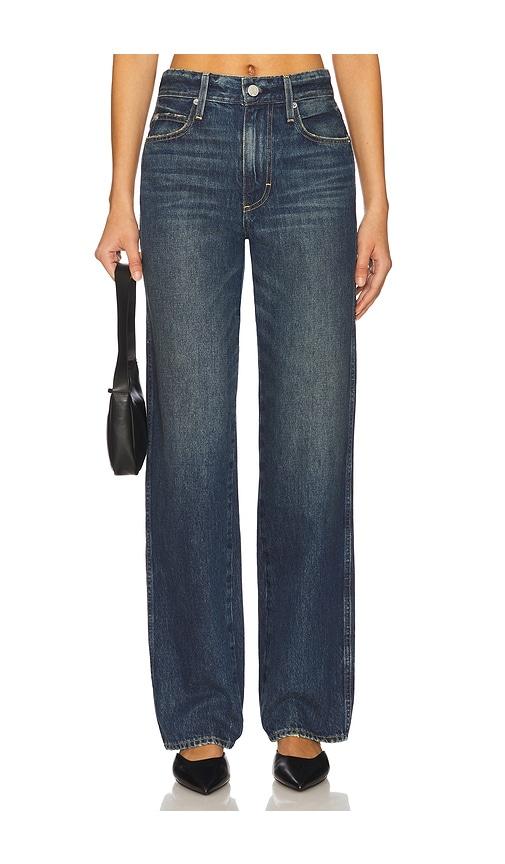 amo denim annette straight jeans in blue.