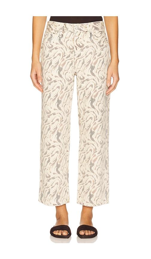 amo denim billie wide leg jeans in ivory.
