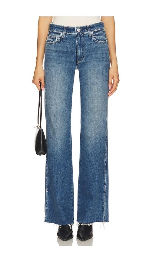 amo denim georgia split flare jeans in blue.