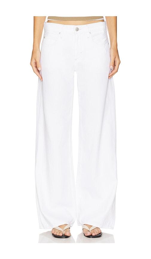 amo denim regina wide leg in white.